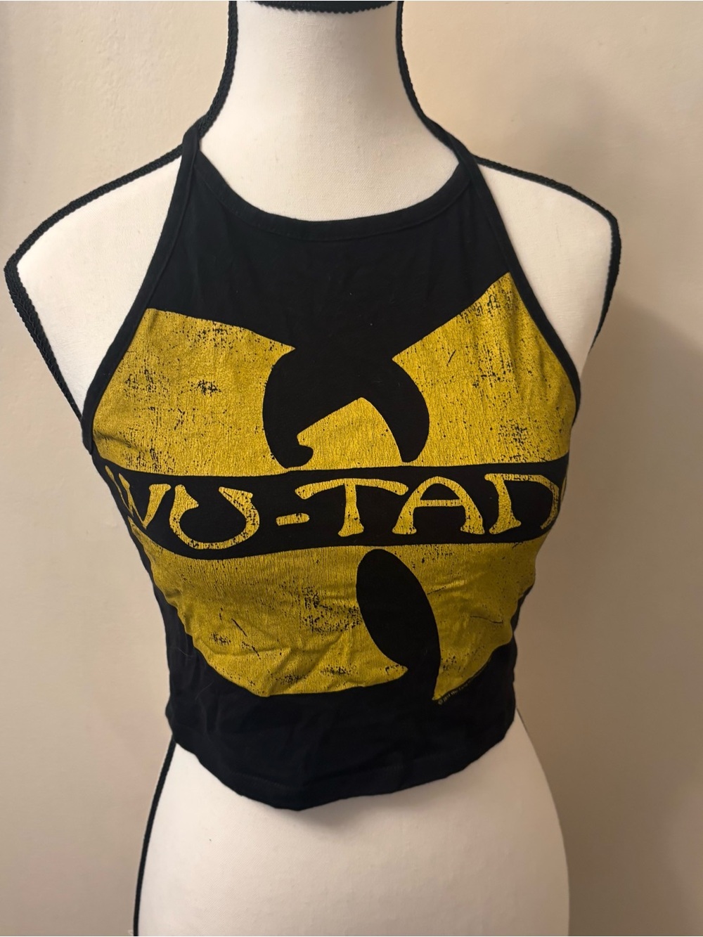Forever 21 Black & Yellow Wu-Tang Halter Crop Top